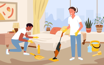 different housekeepers cleaning an Airbnb