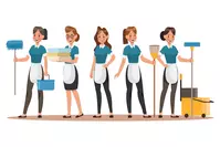 housekeepers with supplies