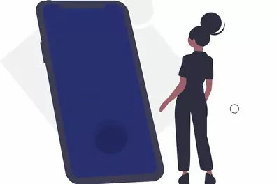 woman looking at her phone