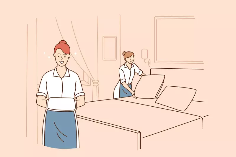 housekeepers making bed
