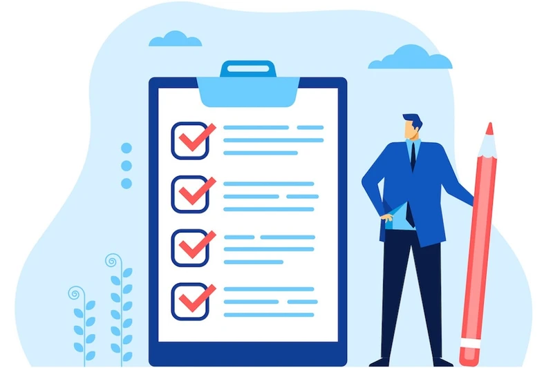 man using checklist